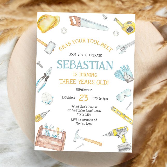 Invitación de cumpleaños Herramientas de Construcc (Subido por el creador)