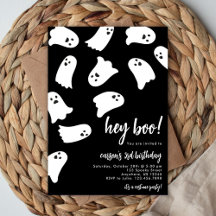 Invitación de cumpleaños Hey Boo Ghost