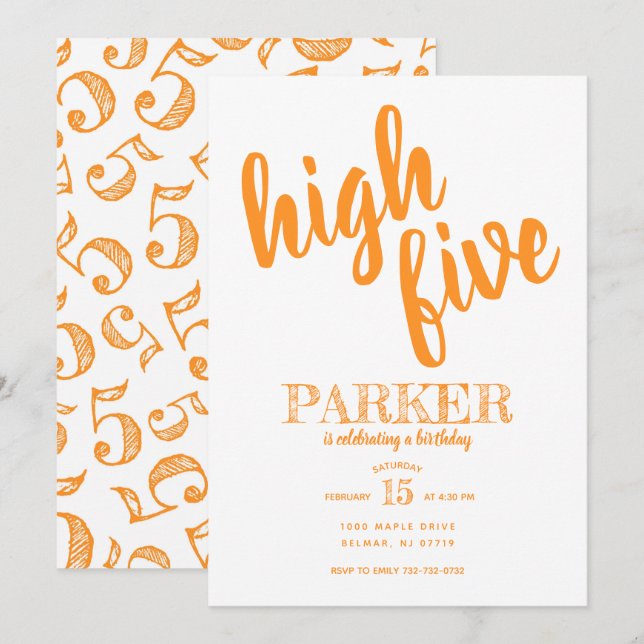 Invitación de cumpleaños High Five Fifth (Anverso / Reverso)