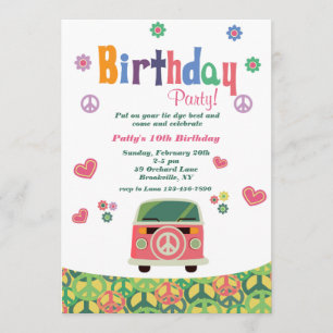 Invitación de cumpleaños hippie