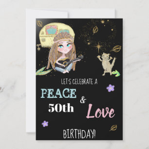 * Invitación de cumpleaños Hippie a Camping por la