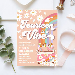 Invitación de cumpleaños Hippie Arcoíris Retro