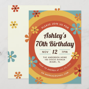 Invitación de cumpleaños Hippie Disco de los 70