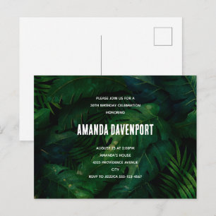 Invitación de cumpleaños Hojas Tropicales Verde Os