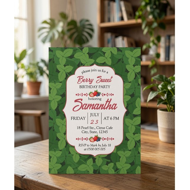 Invitación de cumpleaños Hojas Verdes Dulces de Fr (Subido por el creador)