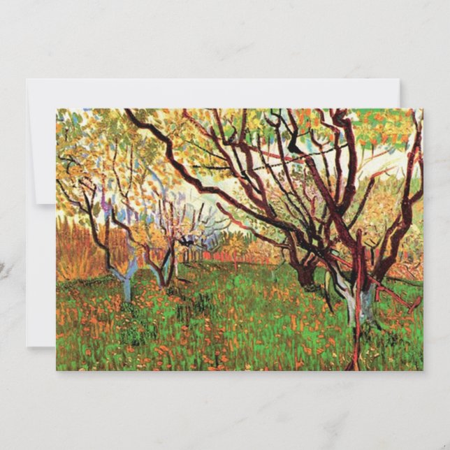 invitación de cumpleaños, huerto en flor (Anverso)