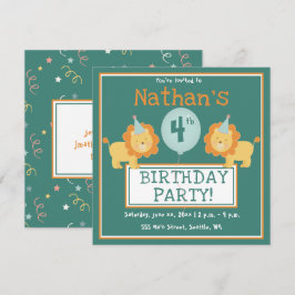 Invitación de Cumpleaños Infantil - 4 Años