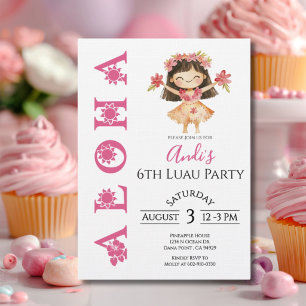 Invitación de cumpleaños infantil Aloha Luau