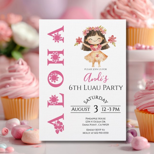Invitación de cumpleaños infantil Aloha Luau (Subido por el creador)