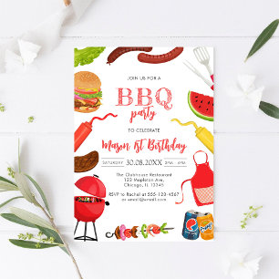 Invitación de cumpleaños infantil BBQ