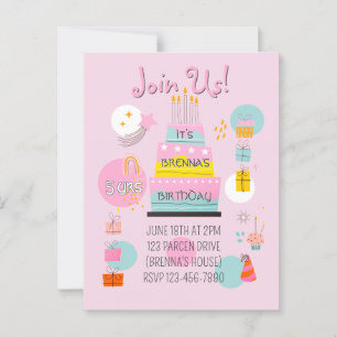 Invitación de cumpleaños infantil caprichosa y div