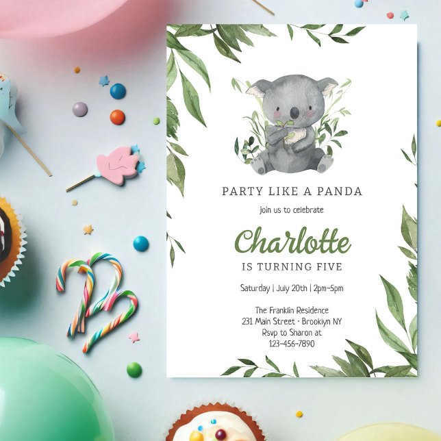 Invitación de cumpleaños infantil como un panda (Subido por el creador)