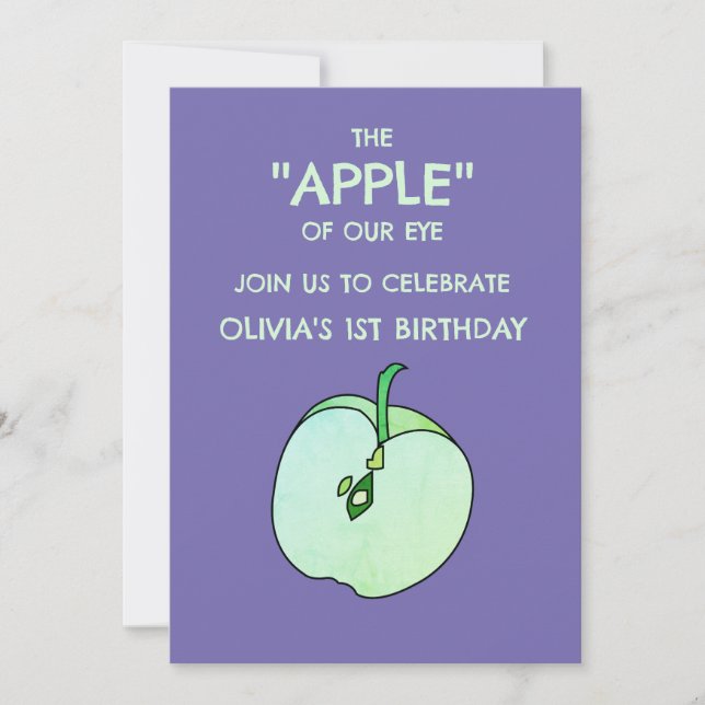 Invitación de cumpleaños infantil con rodaja de ma (Anverso)