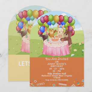 Invitación de cumpleaños infantil con tema de anim