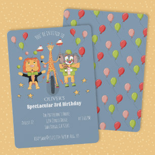 Invitación de cumpleaños infantil con tema de circ