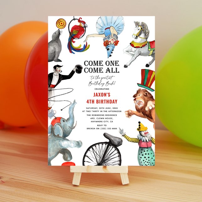 Invitación de cumpleaños infantil con tema de circ (Subido por el creador)