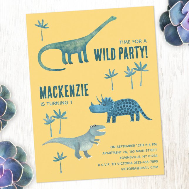 Invitación de cumpleaños infantil con tema de dino (Subido por el creador)