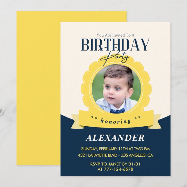 Invitación de cumpleaños infantil cumpleaños 4 Mod (Anverso / Reverso)