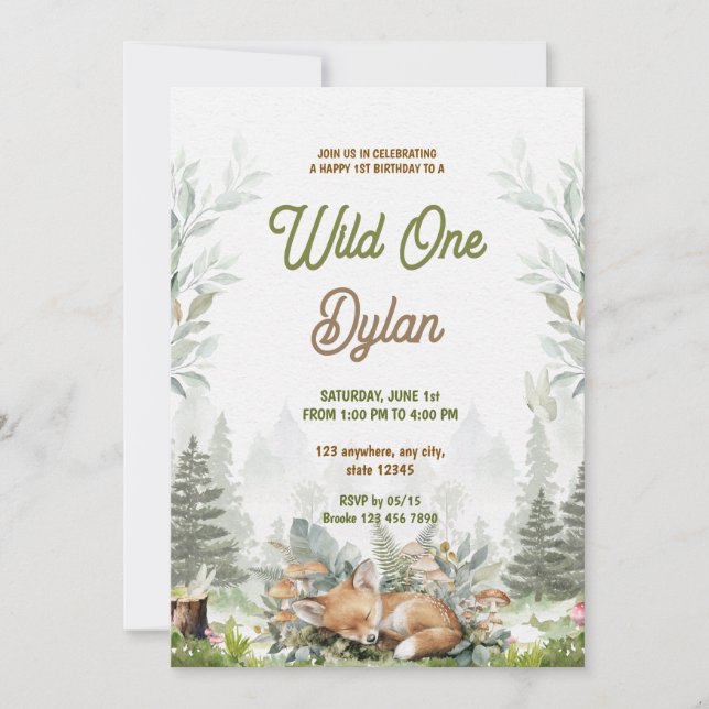 Invitación de cumpleaños infantil de animal del bo (Anverso)
