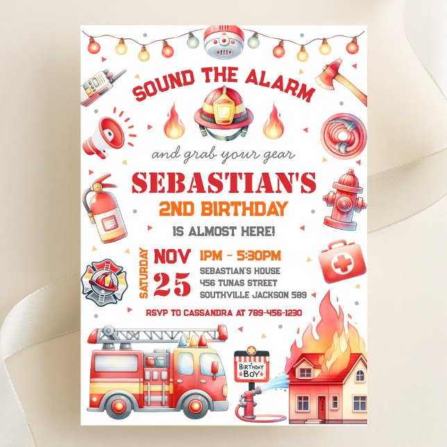 Invitación de cumpleaños infantil de bombero de ca (Subido por el creador)