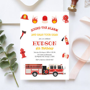 Invitación de cumpleaños infantil de camión de bom