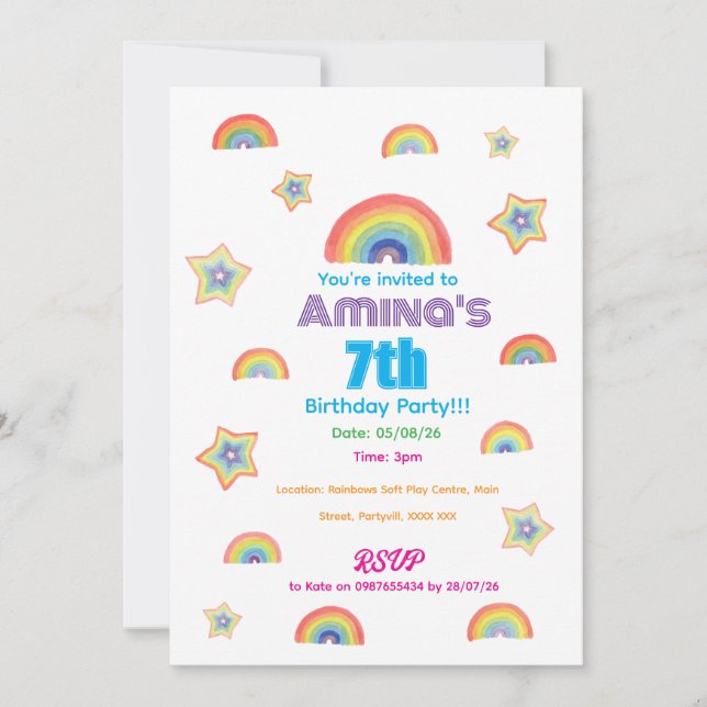 Invitación de cumpleaños infantil de Magia del Arc (Anverso)