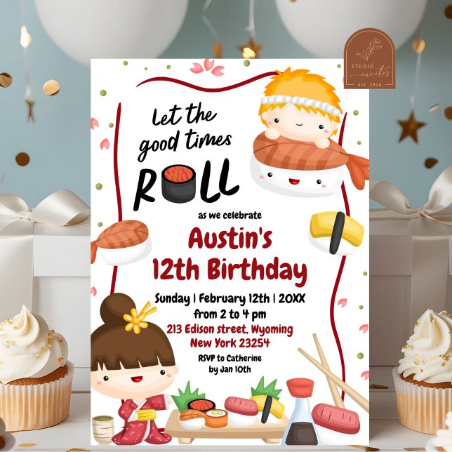 Invitación de cumpleaños infantil de sushi Hibachi (Subido por el creador)