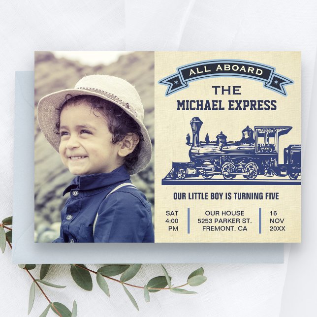 Invitación de cumpleaños infantil de tren retro vi (Subido por el creador)