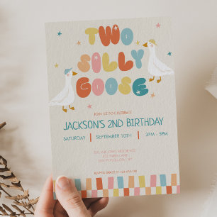 Invitación de cumpleaños infantil de Two Silly Goo