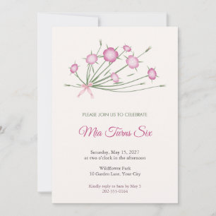 Invitación de cumpleaños infantil Flor silvestre C