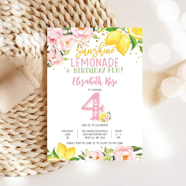 Invitación de cumpleaños infantil floral de limón (Subido por el creador)