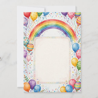 Invitación de cumpleaños infantil Globo de Arcoíri