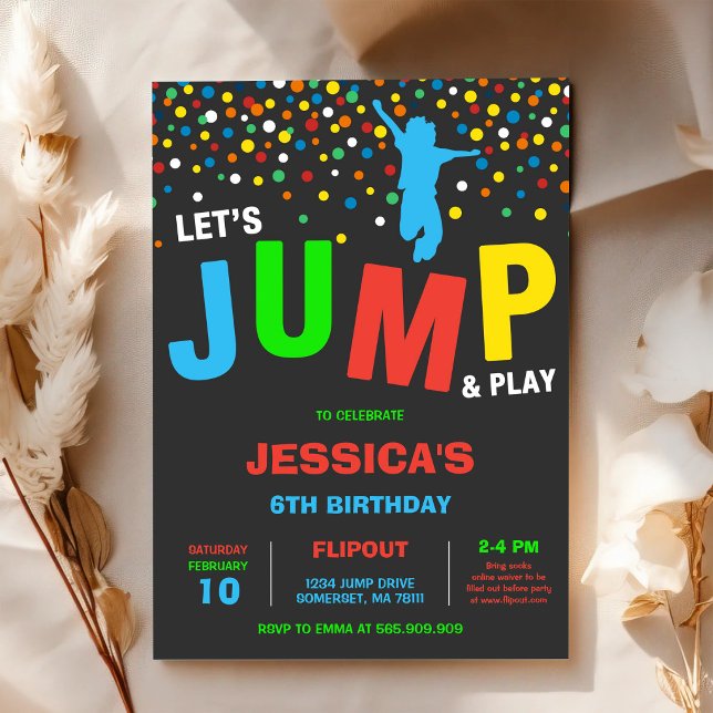 Invitación de cumpleaños infantil Let's Jump & Pla (Subido por el creador)