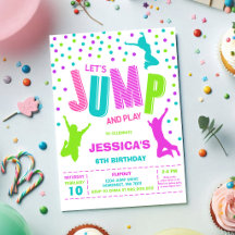 Invitación de cumpleaños infantil Let's Jump & Pla