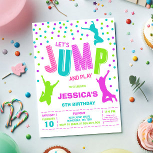 Invitación de cumpleaños infantil Let's Jump & Pla