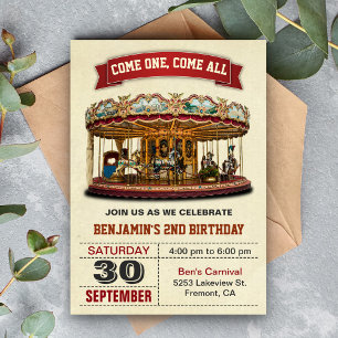 Invitación de cumpleaños infantil para carrusel vi