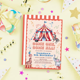 Invitación de cumpleaños infantil para circo y fer