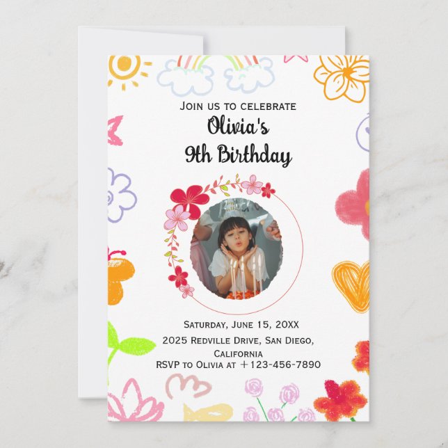 Invitación de cumpleaños infantil personalizada mo (Anverso)