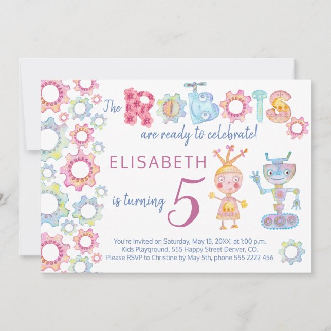 Invitación de cumpleaños infantil temática de robo (Anverso)