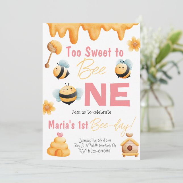 Invitación de cumpleaños infantil Too Sweet to be  (Anverso de pie)