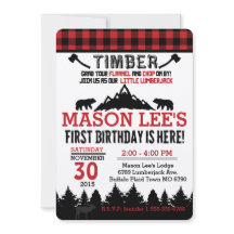 Invitación de cumpleaños inicial a Buffalo Plaid L