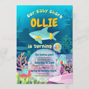 Invitación de cumpleaños inicial de Baby Shark