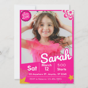 Invitación de cumpleaños inspirada en muñecas Purp