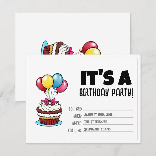 Invitación de cumpleaños | Invitación personalizab (Anverso / Reverso)