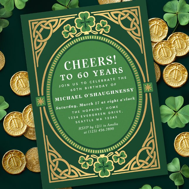 Invitación de cumpleaños irlandés celta de San Pat (Subido por el creador)