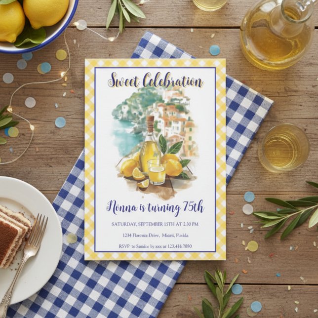 Invitación de cumpleaños italiana Limoncello Posit (Subido por el creador)