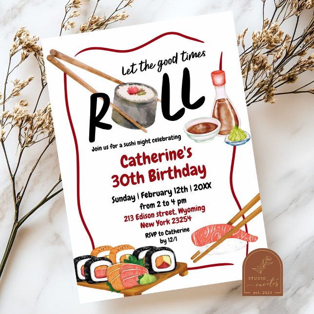 Invitación de cumpleaños japonés noche de roll sus (Subido por el creador)