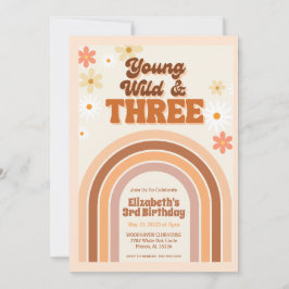Invitación de cumpleaños joven Wild y TRES retro