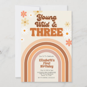 Invitación de cumpleaños joven Wild y TRES retro