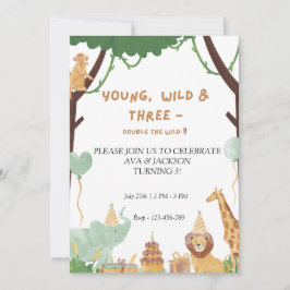 Invitación de cumpleaños jóvenes, salvajes y de tr